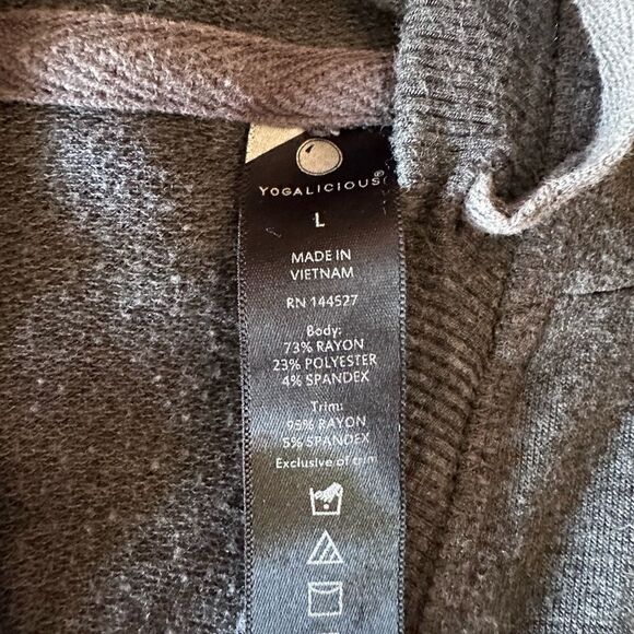 Yogalicious Faux Wrap hooded sweater in heather gray - Size Large - Picture 3 of 6